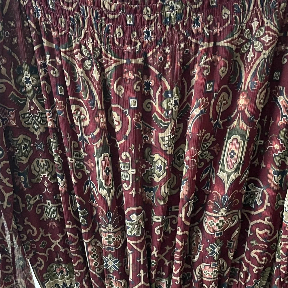 Abercrombie & Fitch Maroon Boho Paisley Western Off Shoulder Maxi Dress XS Y2K